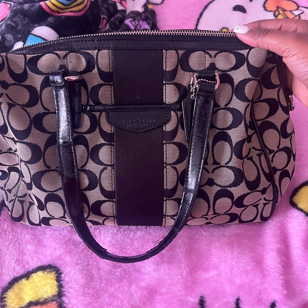 Coach Signature Black and Brown Satchel